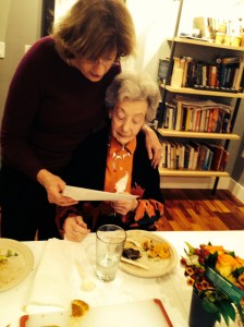 Vickie presenting the honorary diploma to her mother.
