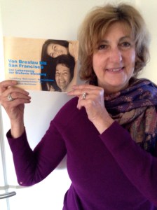Vickie holding the recently published booklet about her mother's life and journeys from Breslau in 1921 to Sand Francisco in 2015